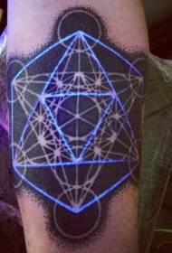 modello di tatuaggio a braccio a stella a sei punte fluorescente di colore futuristico