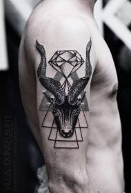 arm sort og hvid stil fawn og diamantgeometri Tattoo mønster