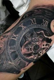 kar személyiség mechanikus óra fekete szürke tetoválás minta