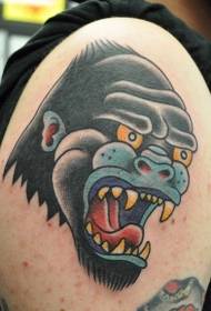 old school arm väri gorilla head tatuointikuvio