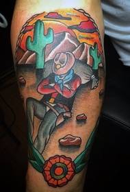 käsivarsi nukkuu länsimainen cowboy maalattu tatuointi malli