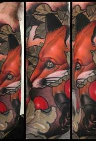 stará škola barevné realistické fox paže tetování vzor