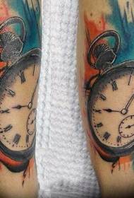prosta konstrukcja kolorowego atramentu z wzorem tatuażu na ramieniu zegara