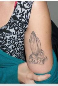 lengan kecil pola doa tangan tato hitam kecil