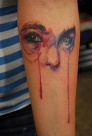 arm aquarel stijl mysterieus kleur oog tattoo patroon