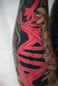 手臂酷紅色小DNA符號紋身圖案