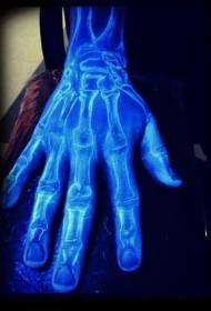 braço mágico fluorescente mão osso tatuagem padrão