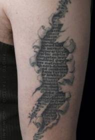 peeling des bras et lettres anglaises noires et blanches Article modèle de tatouage