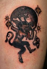 arm fun devil goat skull and earth tattoo pattern