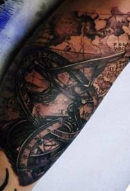 ruku impresivan crno-bijeli uzorak karte za tetovažu karte svijeta
