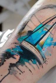 arm impressive watercolor sailing tattoo pattern