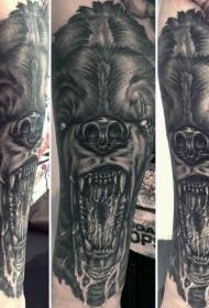 Armen griezelige zwarte duivel beer tattoo patroon