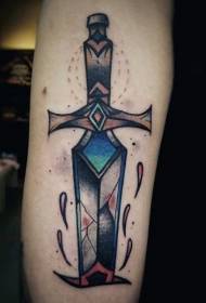 Cartoon Color Fantasy Dagger Arm Tattoo Pattern