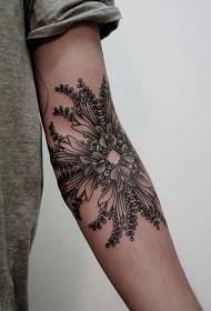 lengan corak tato bunga prick indah hitam