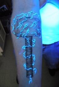 braccio orribile martello e modello di tatuaggio lampo fluorescente