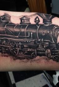 incroyable motif de tatouage de bras de locomotive noir et blanc