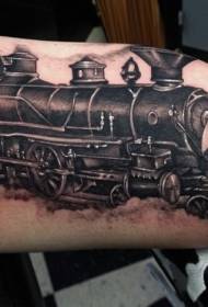 incredibile modello di tatuaggio del braccio locomotivo in bianco e nero