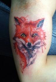 Piccolo modello di tatuaggio Fox con inchiostro di grande colore realistico