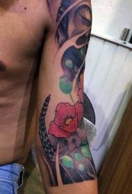 arm eenvoudige kleur tekenprent blomme tatoo patroon