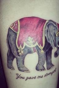 modeli tatuazhe me letra elefanti shumëngjyrësh me stil memorial