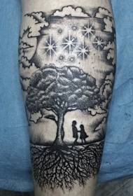 arm cute ფანტაზია მსოფლიოში შავი ხე პორტრეტი tattoo ნიმუში