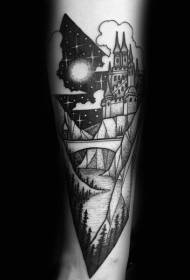 бозуи сиёҳ) Dot Fantasy Castle Tattoo Pattern