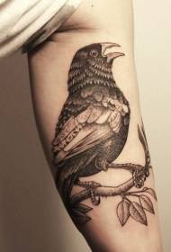 手臂上的樹枝和烏鴉紋身圖案