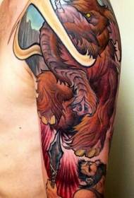 Patró de tatuatge de mamut de gran color de brac de flor
