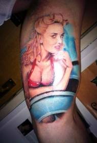meget realistisk sexet kvinde arm tatoveringsmønster