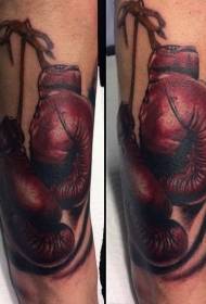 käsivarsi realistinen punainen nyrkkeilyhansikkaat tatuointi malli