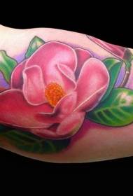 Didelis rausvos mažos magnolijos tatuiruotės modelis