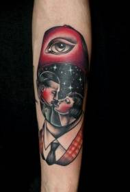 braccio Modello di tatuaggio ritratto colorato stile vintage