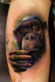 kol üzgün gerçekçi renk şempanze dövme deseni