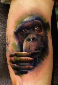 patrún brónach tattoo dath réalaíoch chimpanzee