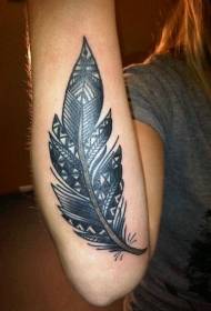 Arm Black Tribal Feather Tattoo Pattern