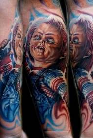 Braccio horror cartoon color strisciante bambola tatuaggio