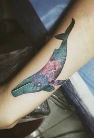 rankos spalvos vidutinio dydžio banginių tatuiruotės modelis