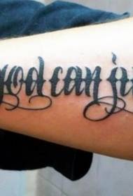 arm black English letter bold tattoo pattern