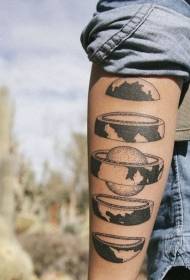 brazo gran escisión en branco e negro) Patrón de tatuaxe do planeta