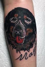 ръка драматични възпоменателни писма и куче аватар татуировка модел