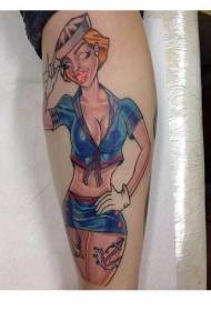 arm cartoon sexy girl color tattoo pattern