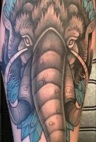 brazo maravilloso colorido cabeza de mamut Patrón de tatuaje