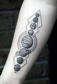 Neru mudellu di tatuaggi di braccia parata pianeta spaziu
