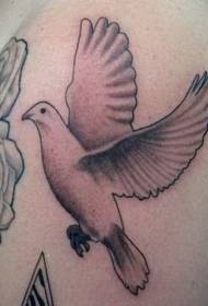 grote zwarte en witte duif en roos tattoo patroon