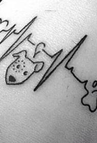 braccio ECG linea nera carina con motivo tatuaggio cucciolo