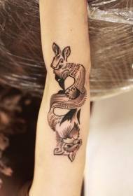 Arm schwarz und weiß Hase und Fuchs Tattoo Muster 13546 - blaue Blumen und schwarz und weiß Panda Arm Tattoo Muster