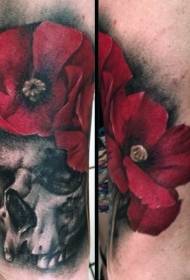 krahë lule të bukura të kuqe me model tatuazhi tatuazhi