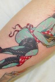 stara škola u boji zombi djevojka ruku tetovaža uzorak
