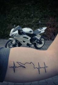 rankos paprastas juodos asmenybės EKG tatuiruotės modelis