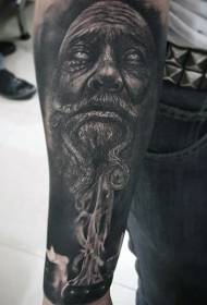 arm super realistische oude wizard tattoo patroon